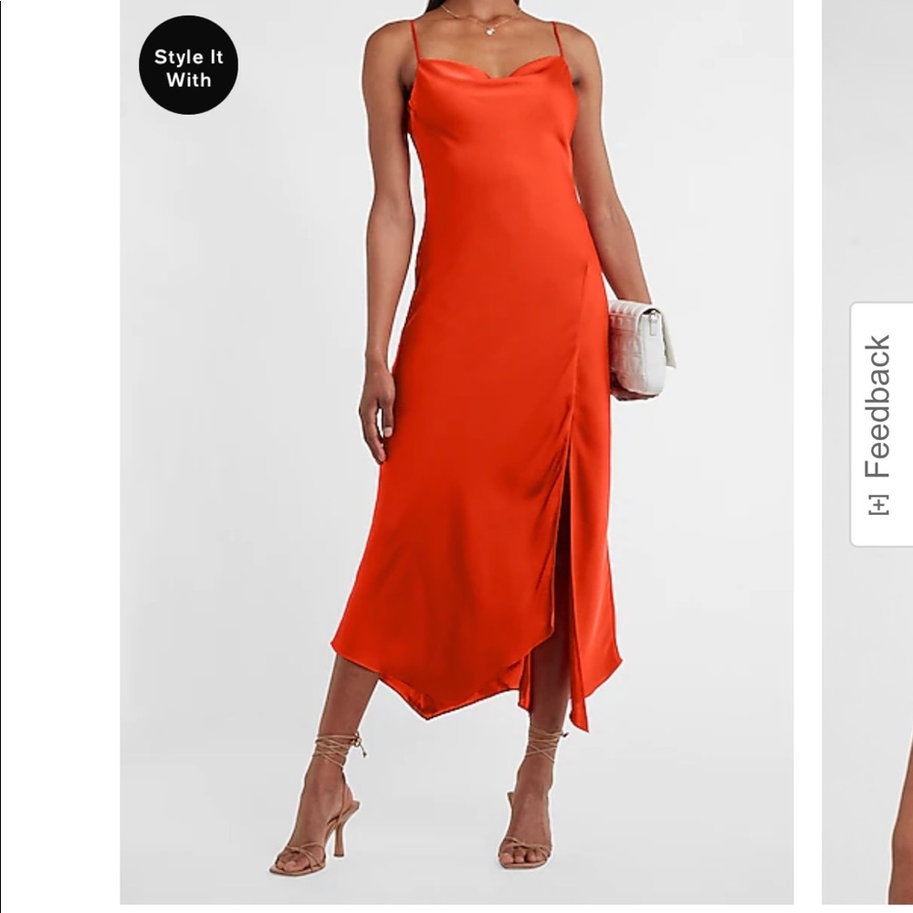 New satin cowl neck maxi slip dress